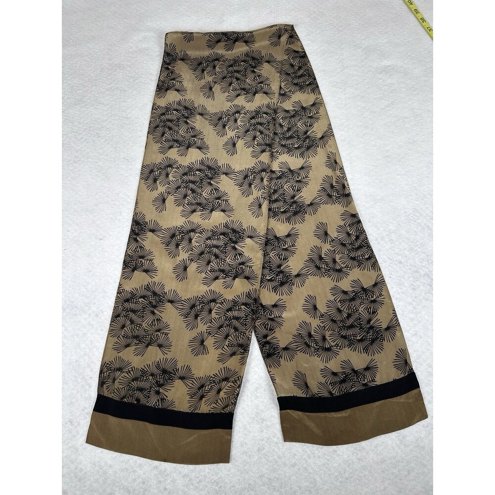 Kavita Hand Screened Silk Scarf Olive Drab Black Pine Crepe Oblong 10x64